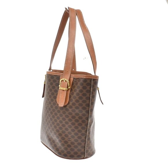CELINE Logo Macadam Pattern Shoulder Tote Bag PVC Leather Brown GHW 62KB209 - Picture 4 of 15